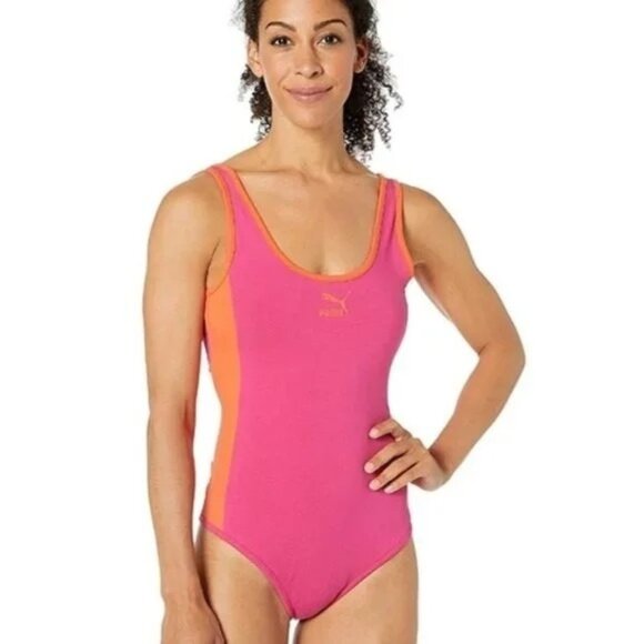 Puma T7 Pink Colorblock Sleeveless Bodysuit - Picture 1 of 7